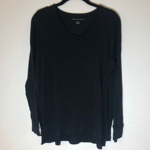 American Eagle Black LS Ribbed Top
